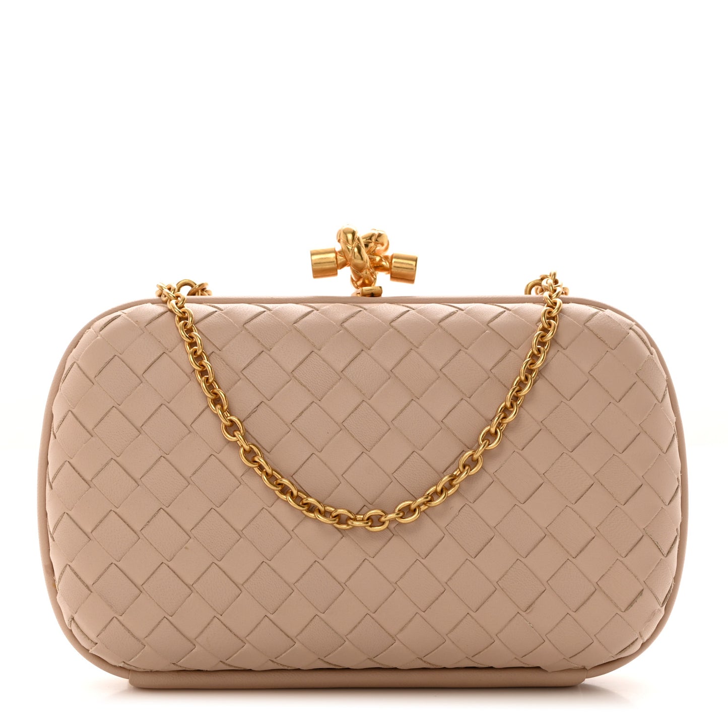Nappa Intrecciato Chain Knot Clutch Mink