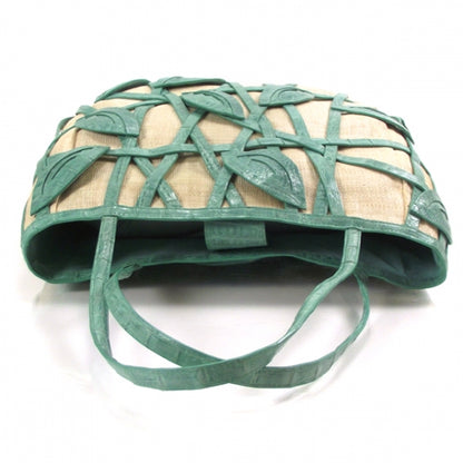 Nancy Gonzalez Canvas Crocodile Leaf Tote Green 5 of 9