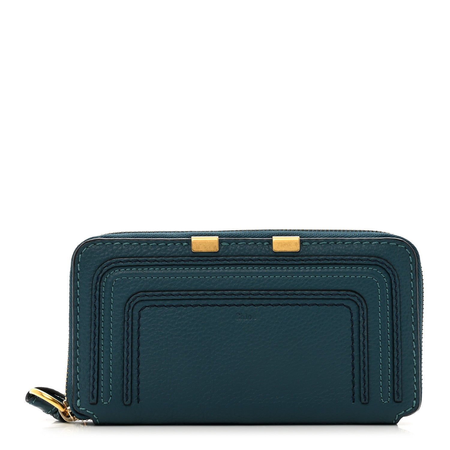 Chloe Grained Calfskin Marcie Long Zip Around Wallet Steel Blue 1 of 7