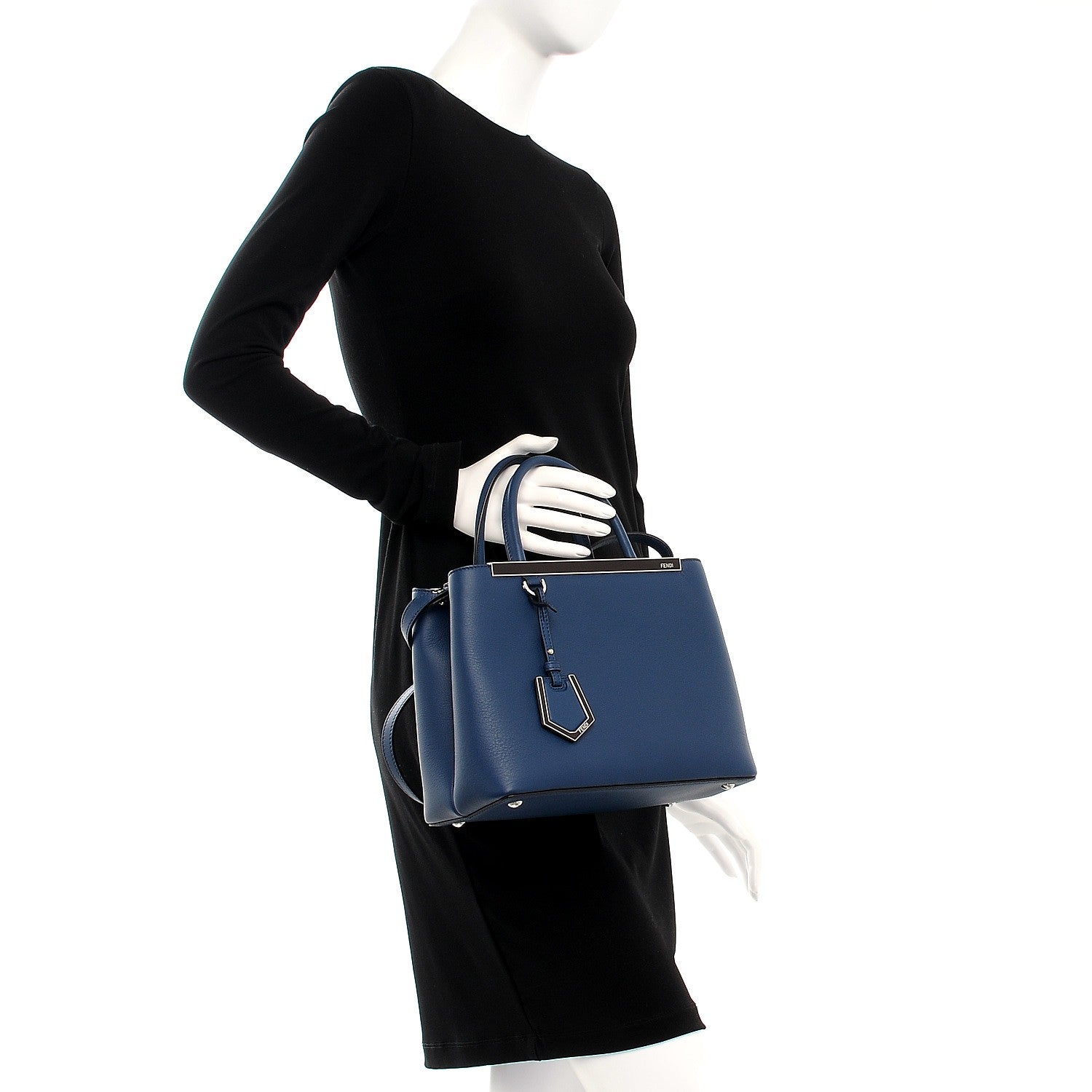 Fendi Vitello Dolce Century Petite 2Jours Tote Blue Rosa Doll 3 of 8