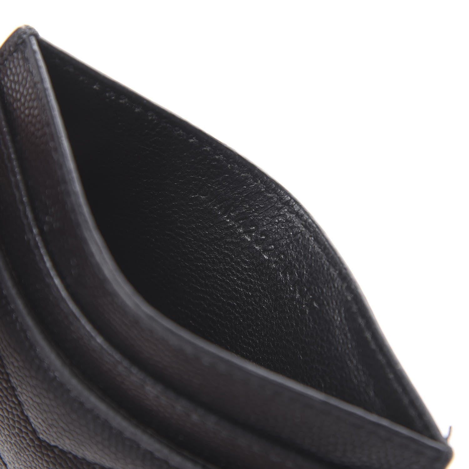 Saint Laurent Grain De Poudre Matelasse Chevron Monogram Credit Card Case Black 6 of 6