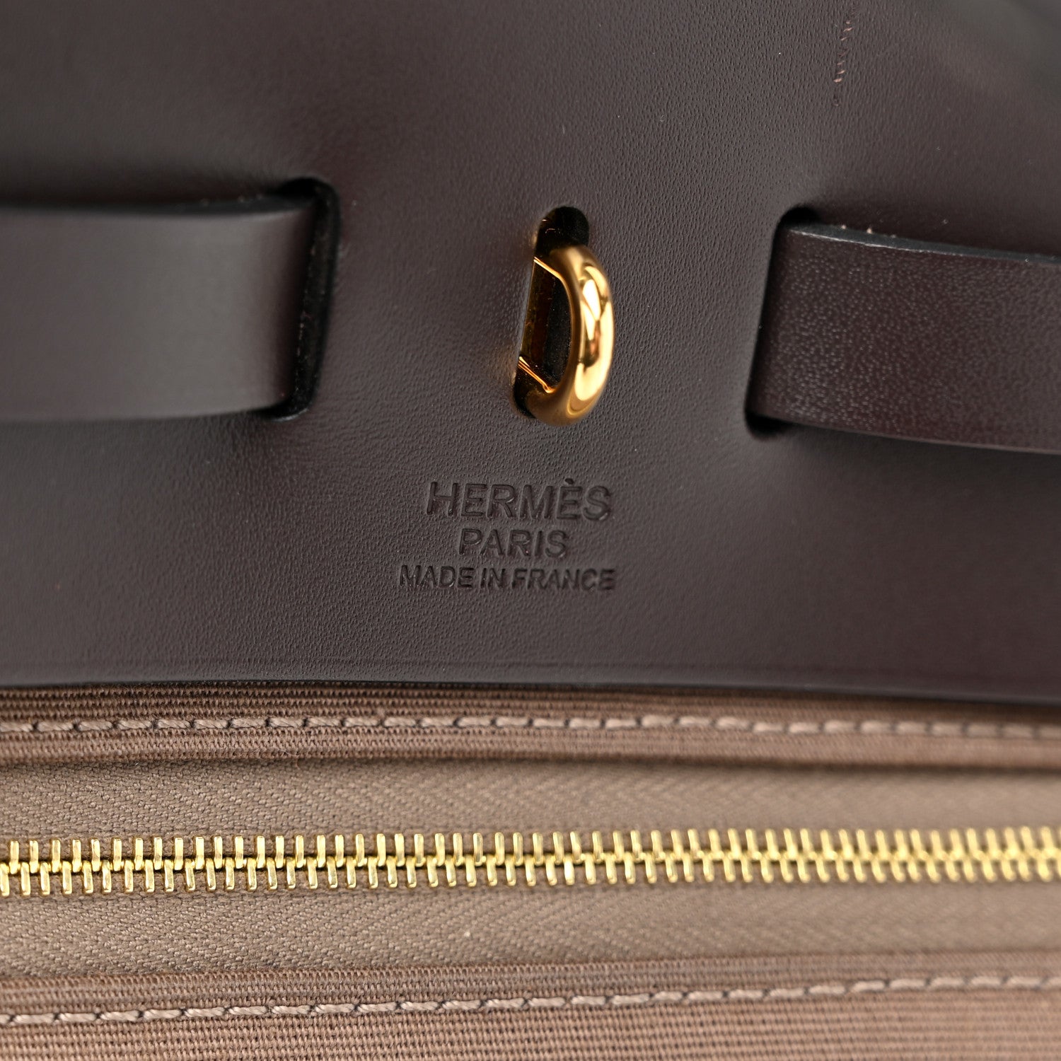 Hermes Vache Hunter Toile Herbag Zip Retourne 31 PM  Etoupe Ebene 7 of 11
