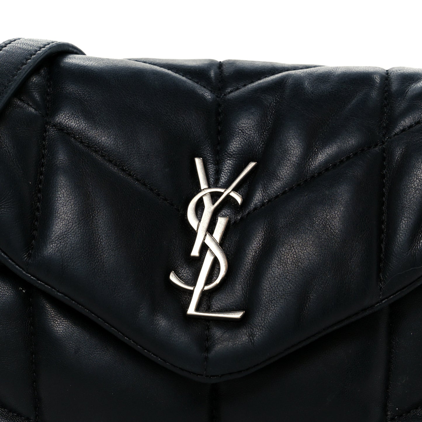 Lambskin Quilted Toy Loulou Puffer Monogram Chain Satchel Black