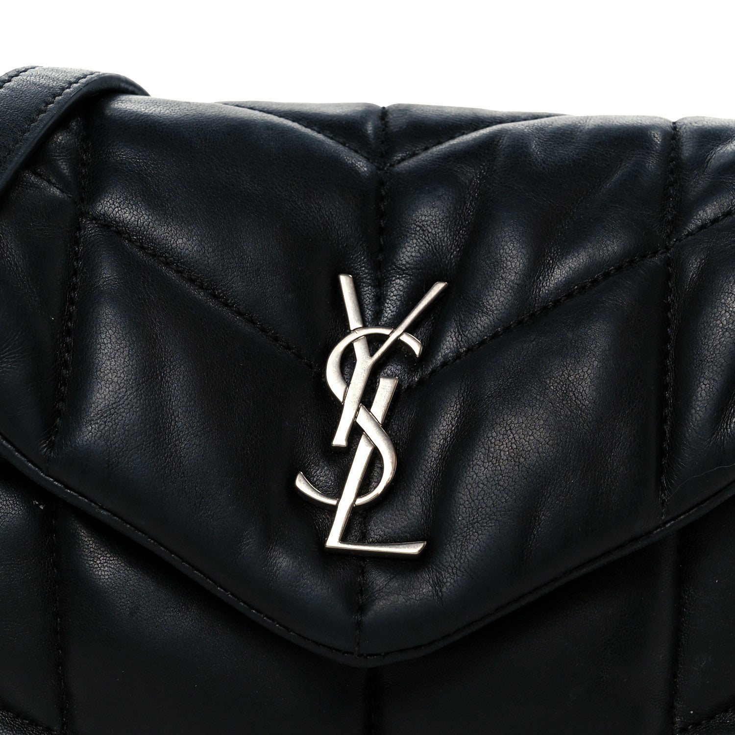 Saint Laurent Lambskin Quilted Toy Loulou Puffer Monogram Chain Satchel Black 9 of 11