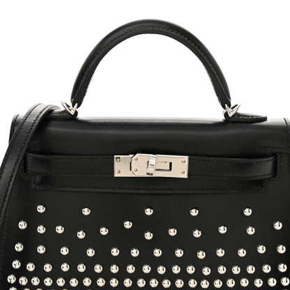 Hermes Box Studded Clouté Mini Kelly Sellier 20 Black 8 of 11