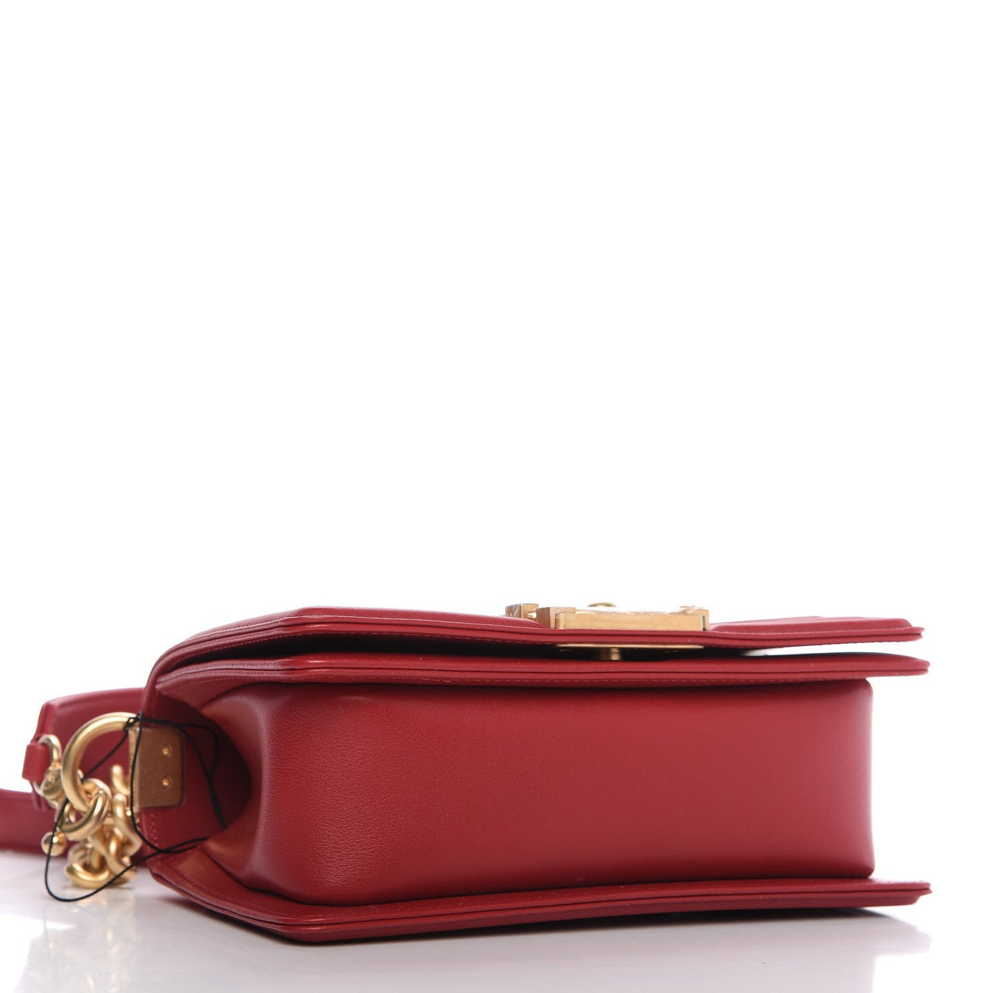 Calfskin Quilted Small Boy Logo Top Handle Flap Red