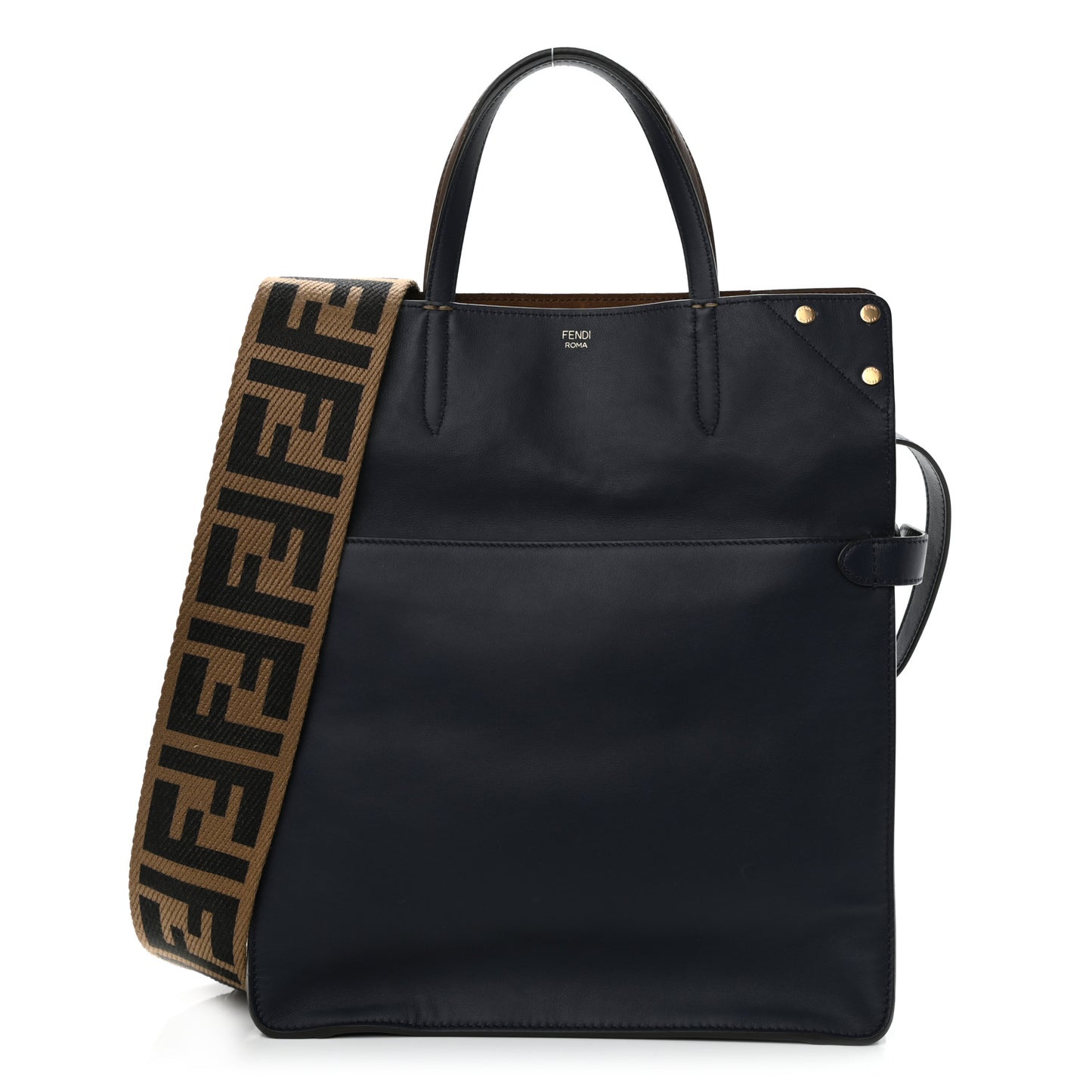 Vitello Grace Suede Large Flip Tote Midnight Marrone
