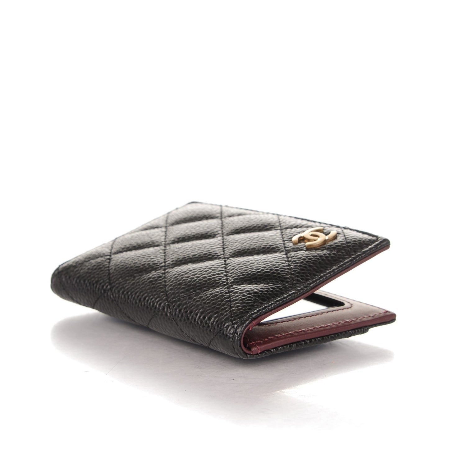 Caviar Quilted Card Holder Wallet Black