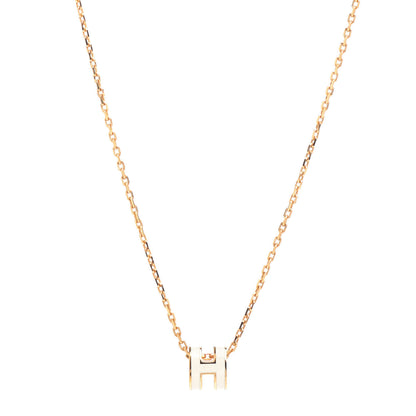 Hermes Lacquered Gold Mini Pop H Pendant Necklace White 1 of 5
