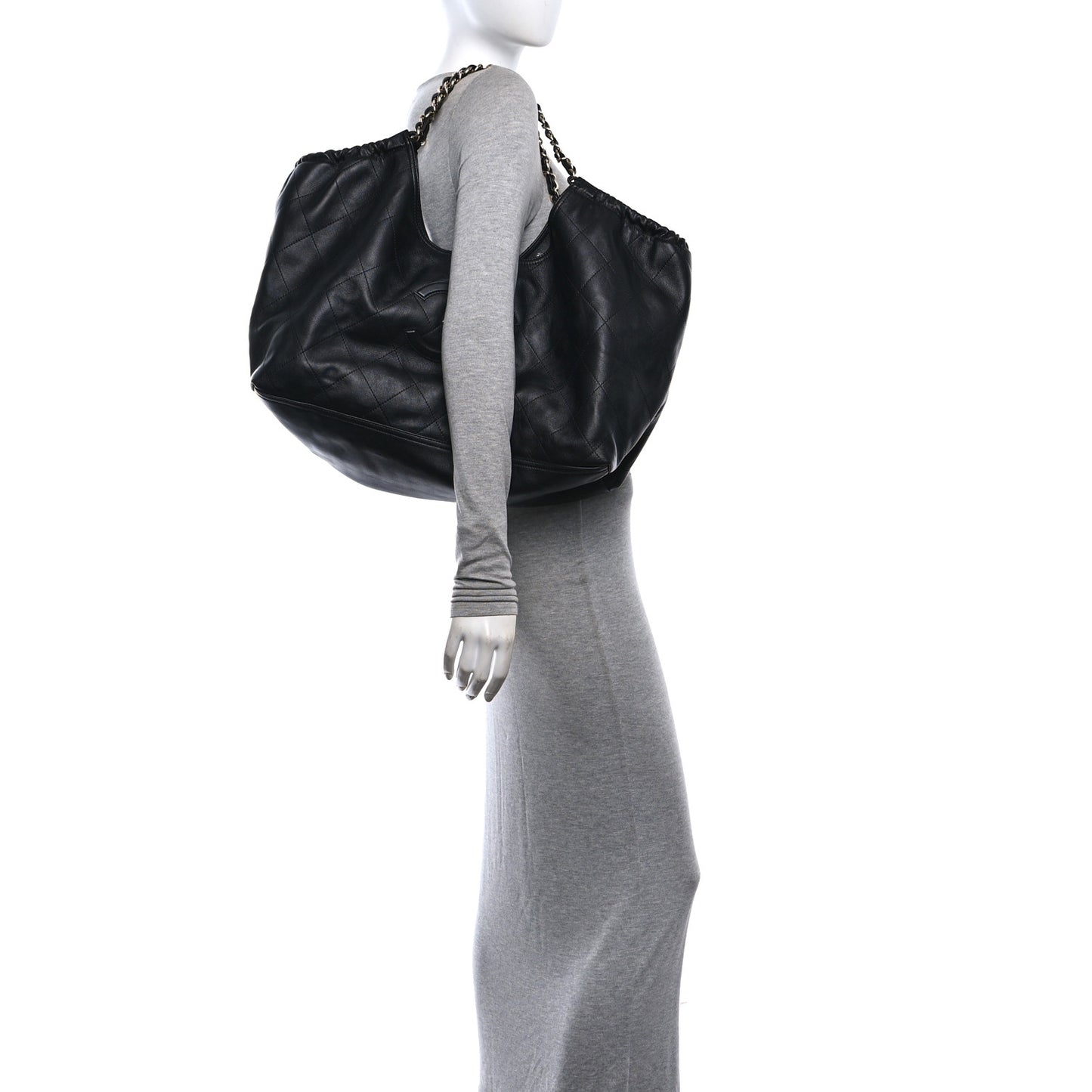 Lambskin Quilted Neo Cabas Shopping Tote Black