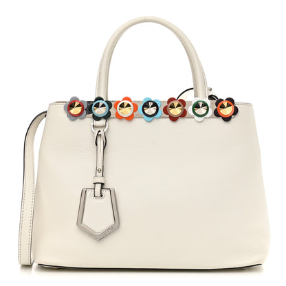 Fendi Calfskin PVC Flower Studs Petite 2Jours Tote White Ice Multicolor 1 of 14