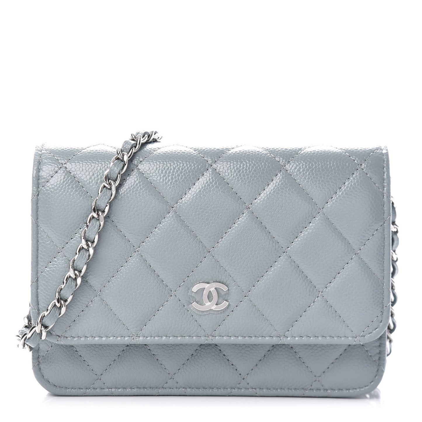 Caviar Quilted Mini Wallet On Chain WOC Blue