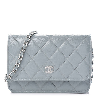 Chanel Caviar Quilted Mini Wallet On Chain WOC Blue 1 of 11