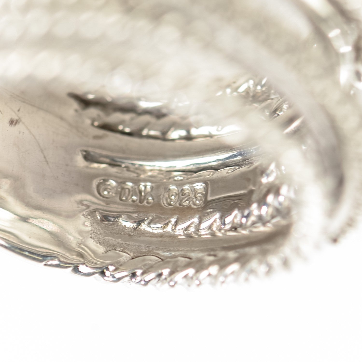David Yurman Sterling Silver Pave Diamond Wide Crossover Cable Ring 5.5 4 of 5