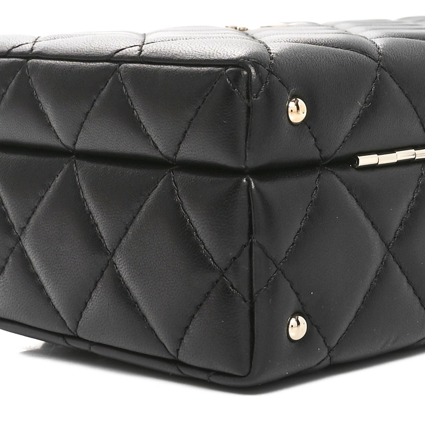 Lambskin Quilted Small CC Top Handle Box Bag Black