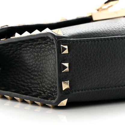 Valentino Garavani Pebbled Calfskin Medium Rockstud Flip Lock Crossbody Bag Black 9 of 13