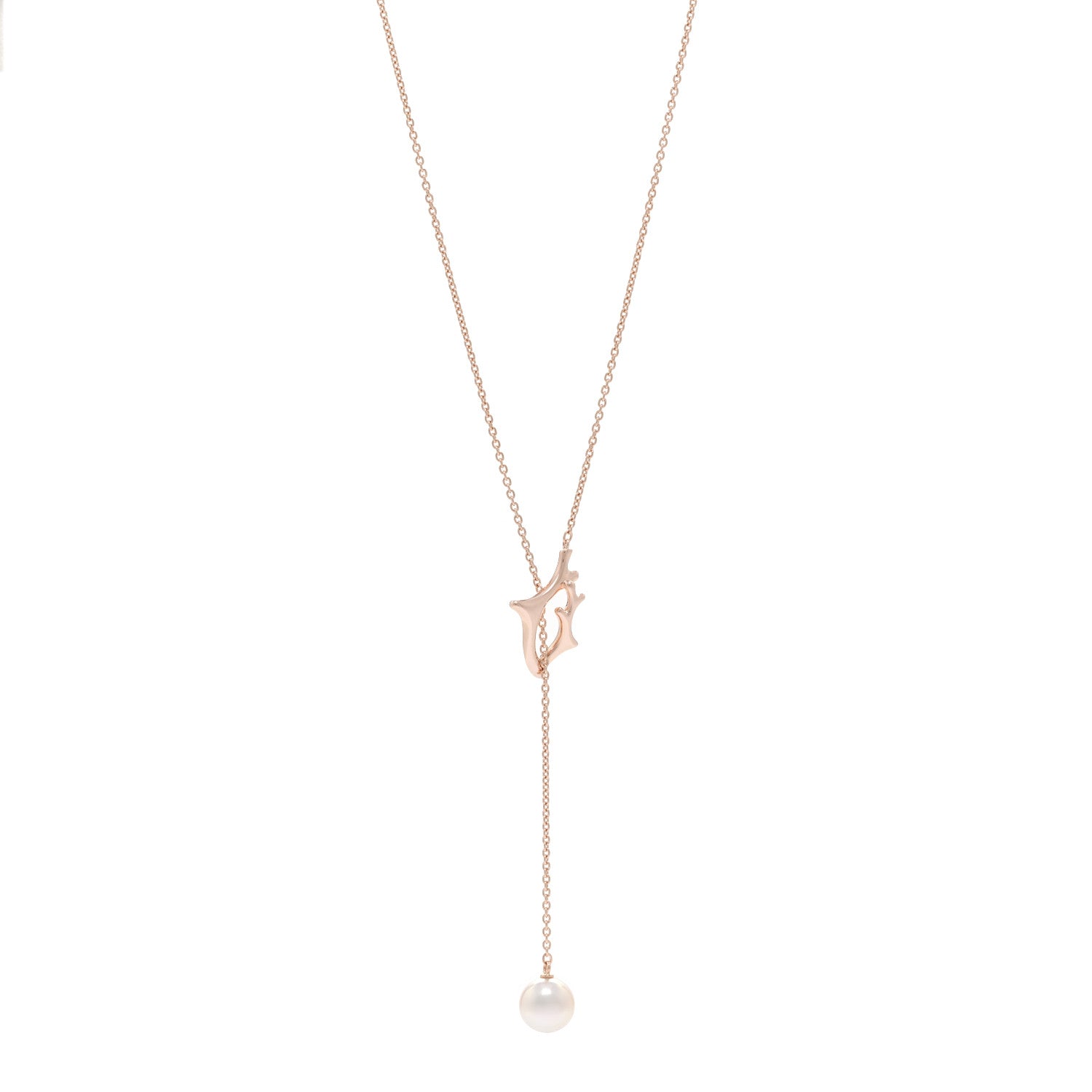 Mikimoto 18K Rose Gold Pearl Drop Pendant Necklace 1 of 4