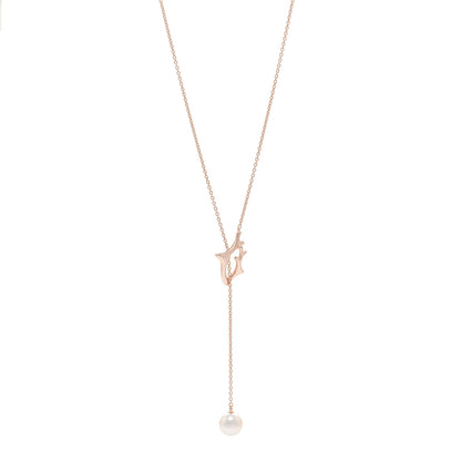 Mikimoto 18K Rose Gold Pearl Drop Pendant Necklace 1 of 4