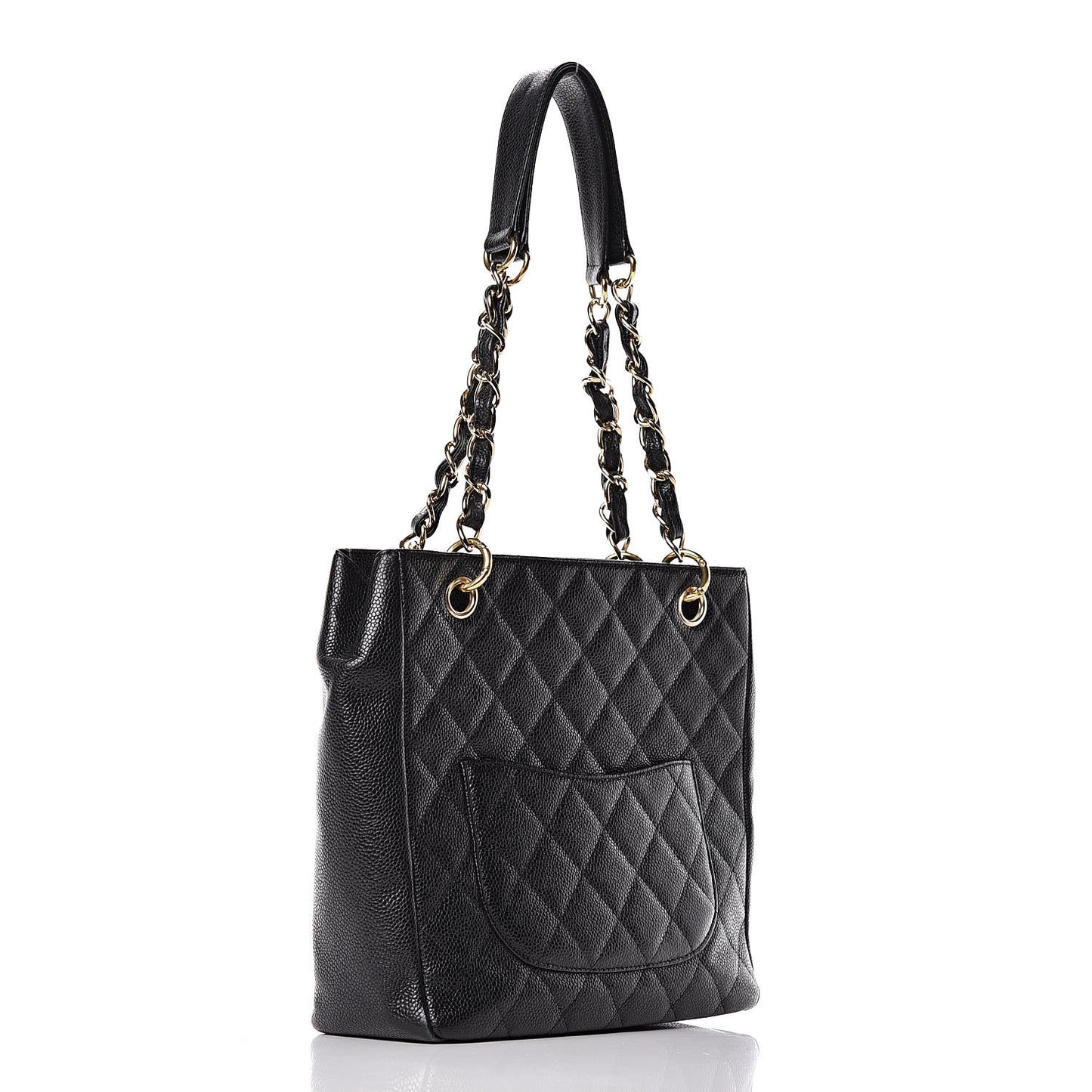 Caviar Quilted Petit Shopping Tote PST Black