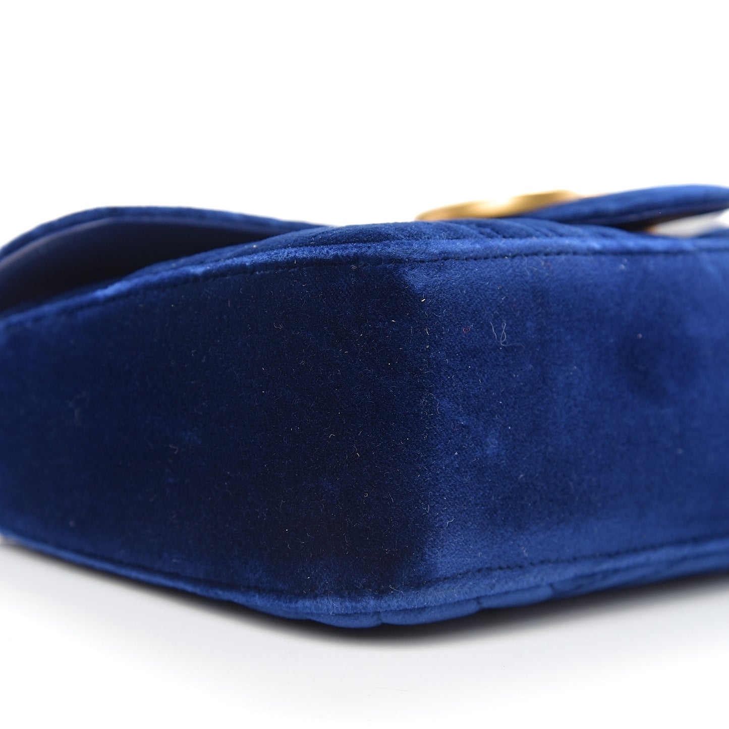 Velvet Matelasse Small GG Marmont Shoulder Bag Cobalt Blue