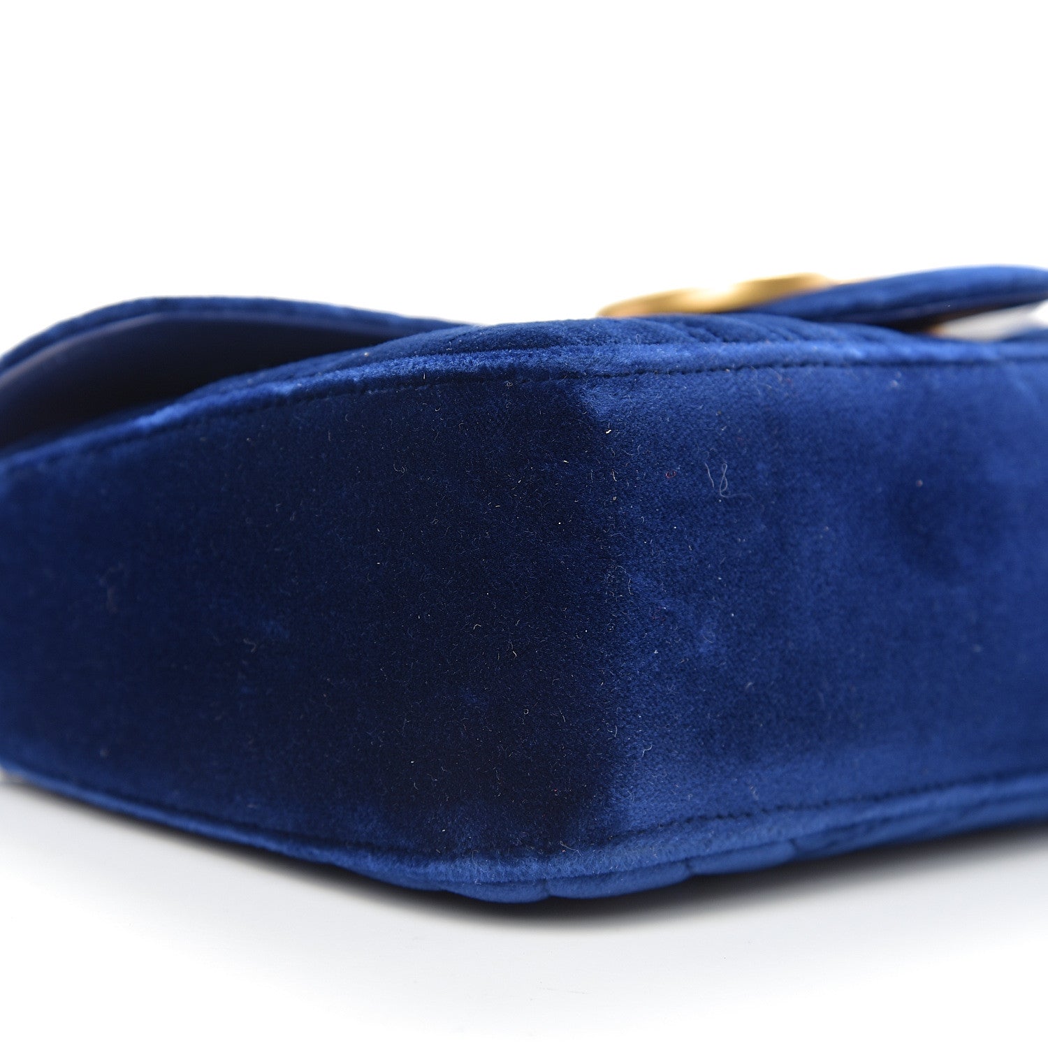 Gucci Velvet Matelasse Small GG Marmont Shoulder Bag Cobalt Blue 7 of 9