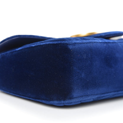Gucci Velvet Matelasse Small GG Marmont Shoulder Bag Cobalt Blue 7 of 9