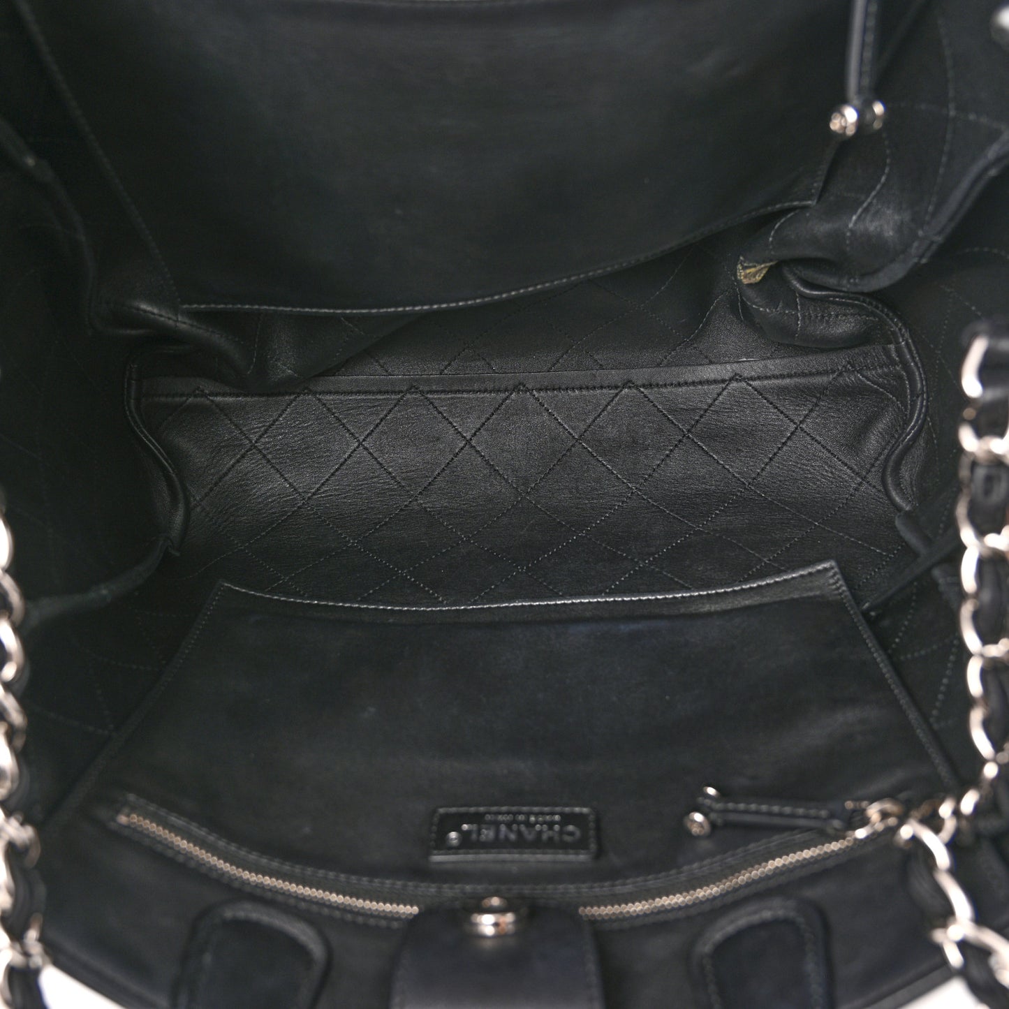 Calfskin Stitched Large Lady Coco Shopping Tote Black