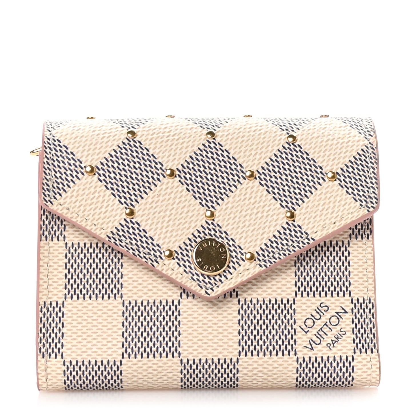 Damier Azur Studded Zoe Wallet Rose Ballerine