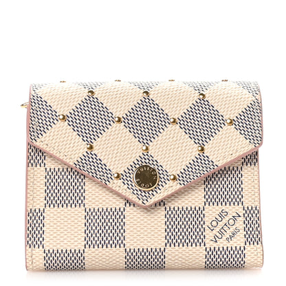 Louis Vuitton Damier Azur Studded Zoe Wallet Rose Ballerine 1 of 8