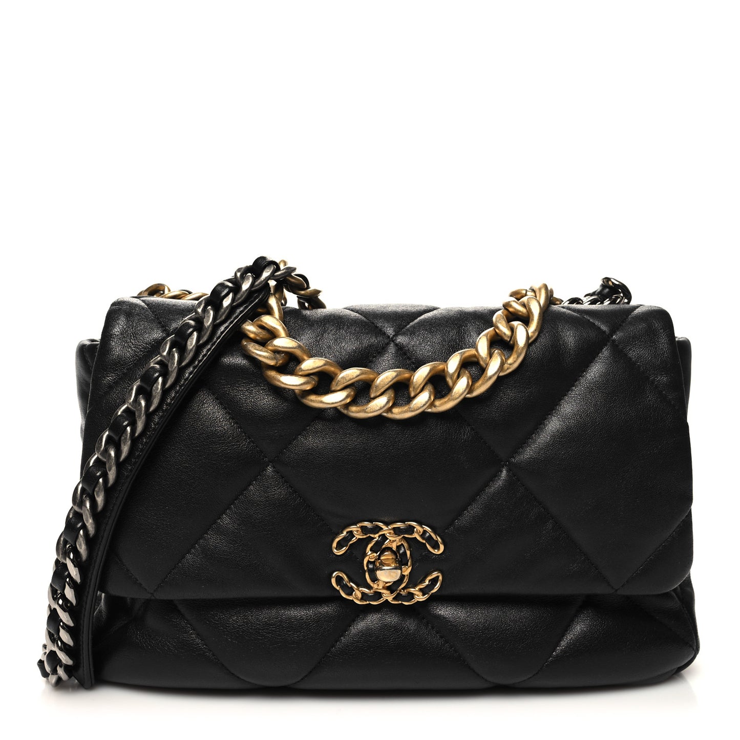 Lambskin Quilted Large Chanel 19 Flap Black
