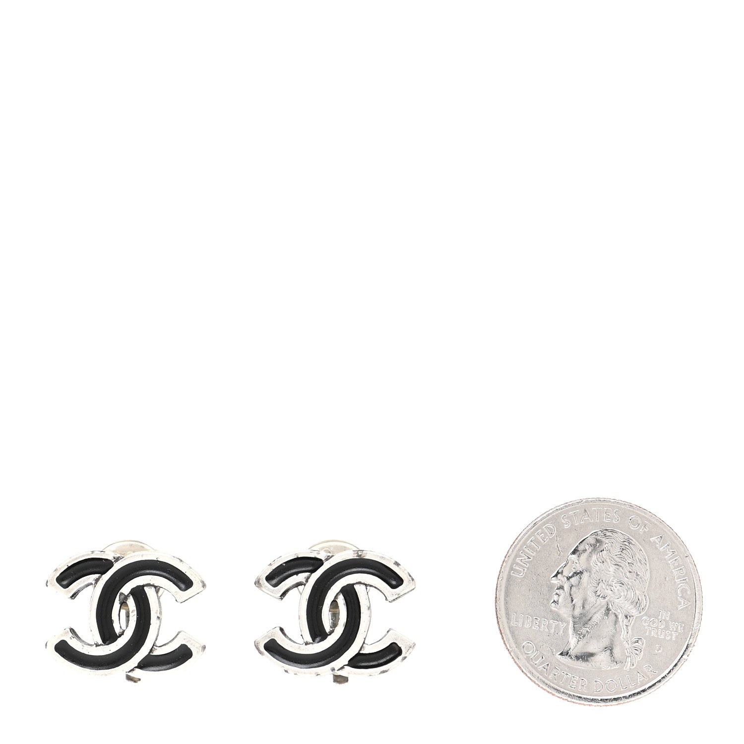 Chanel Ruthenium CC Clip On Earrings Silver Black 2 of 8