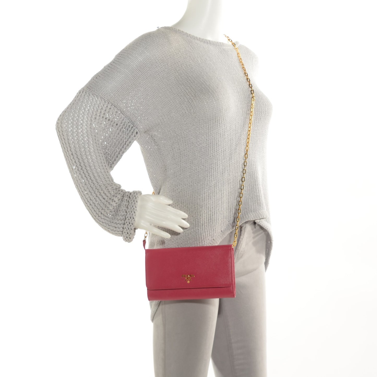 Saffiano Metal Large Chain Wallet Peonia