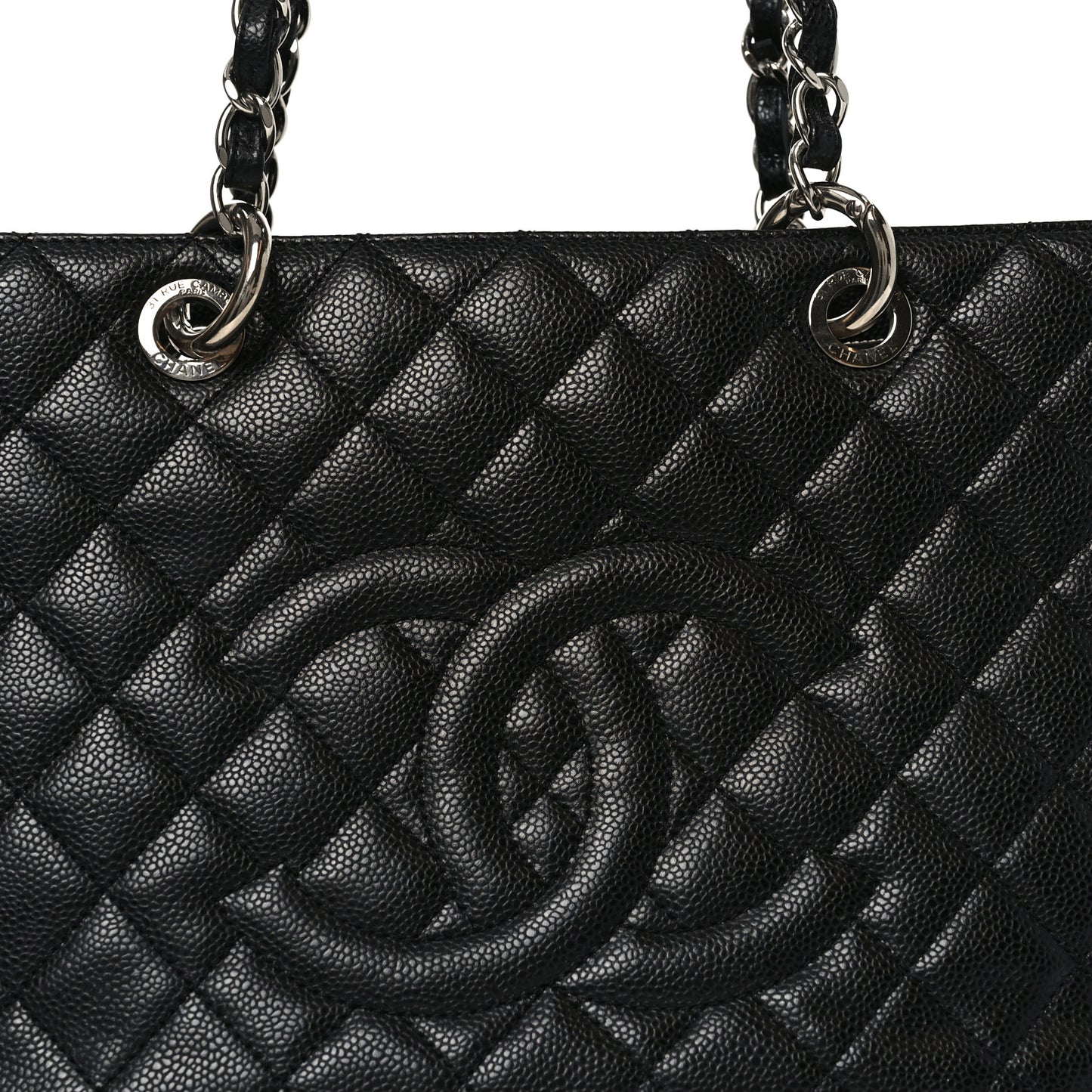 Caviar Quilted Grand Shopping Tote GST Black