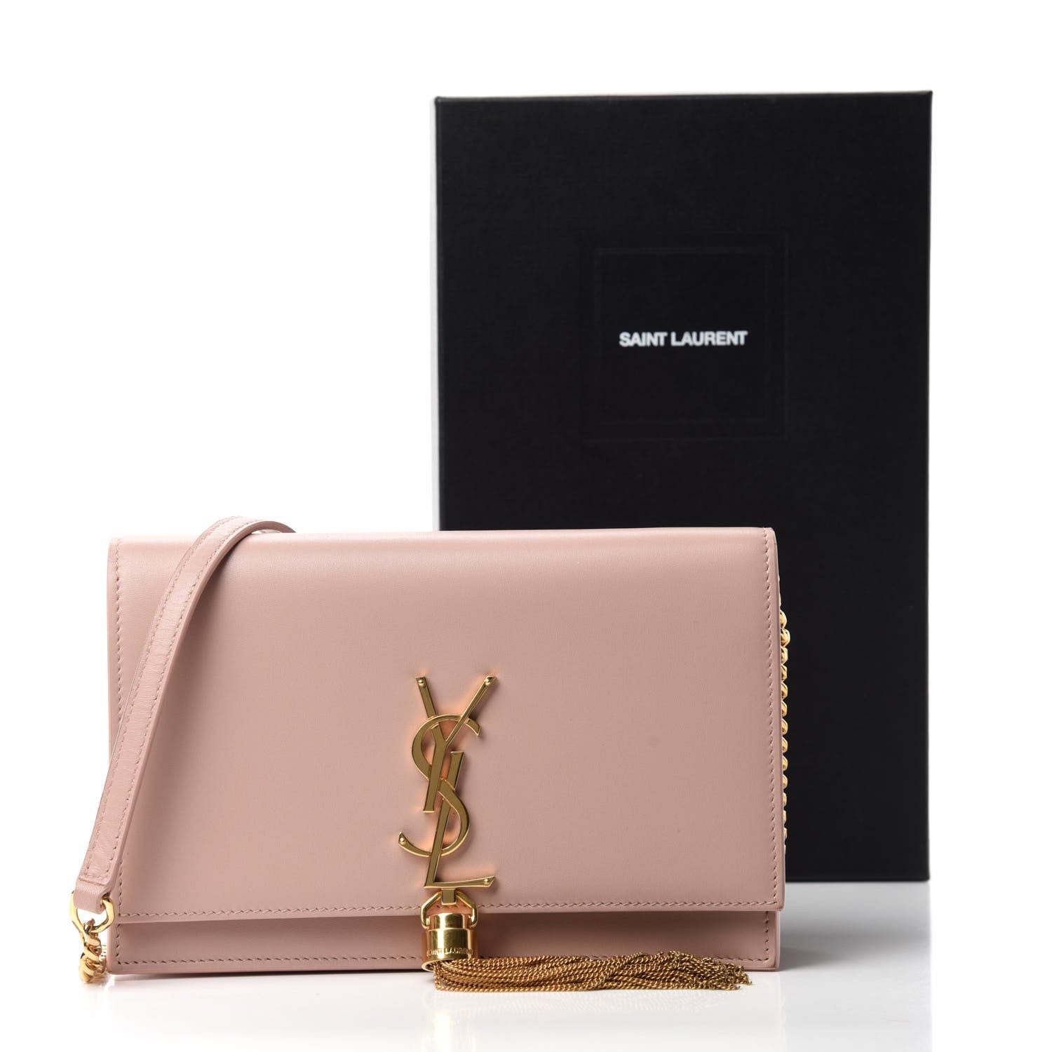 Saint Laurent Smooth Calfskin Classic Monogram Kate Tassel Chain Wallet Pale Pink 10 of 10