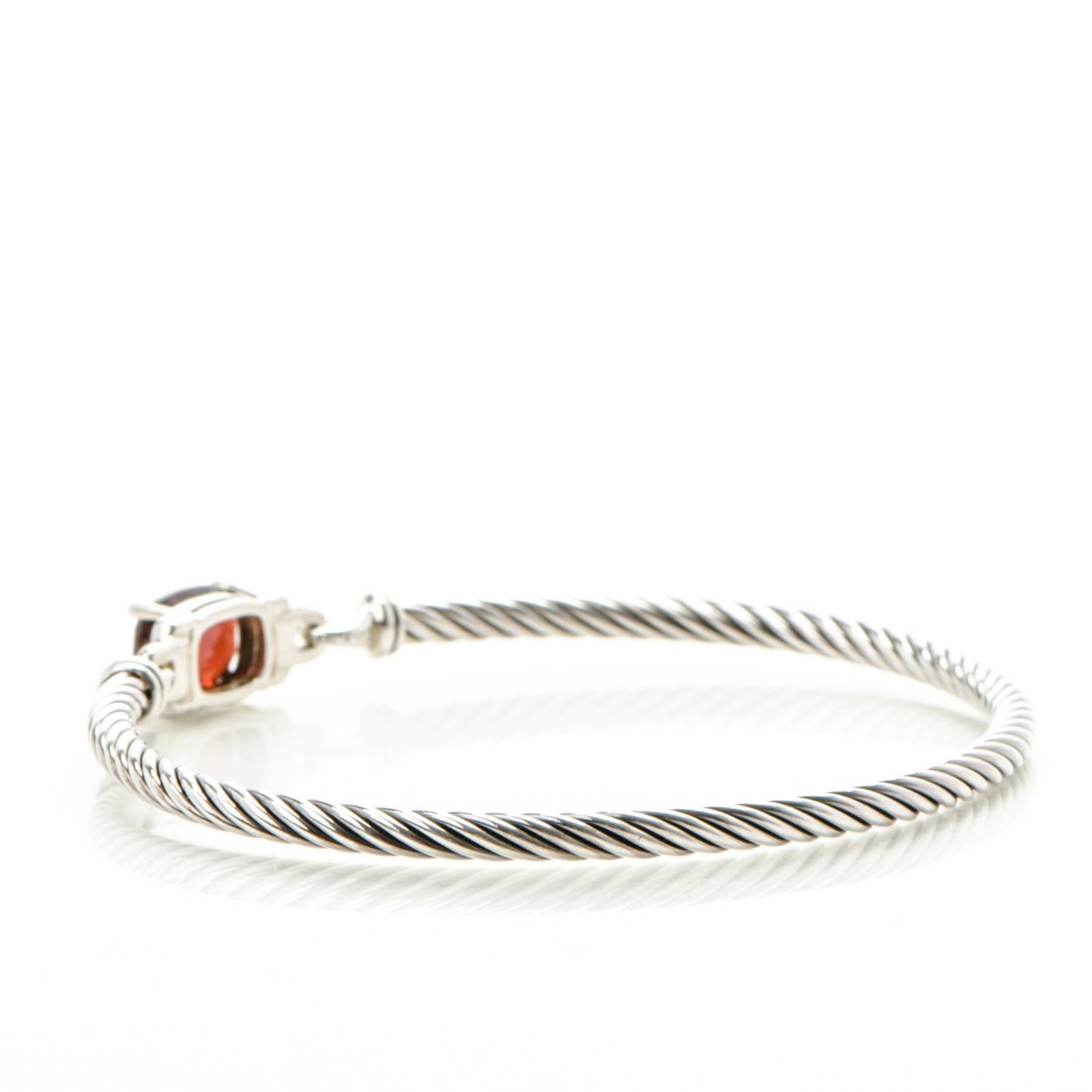 Sterling Silver Garnet Diamond 3mm Petite Wheaton Bracelet