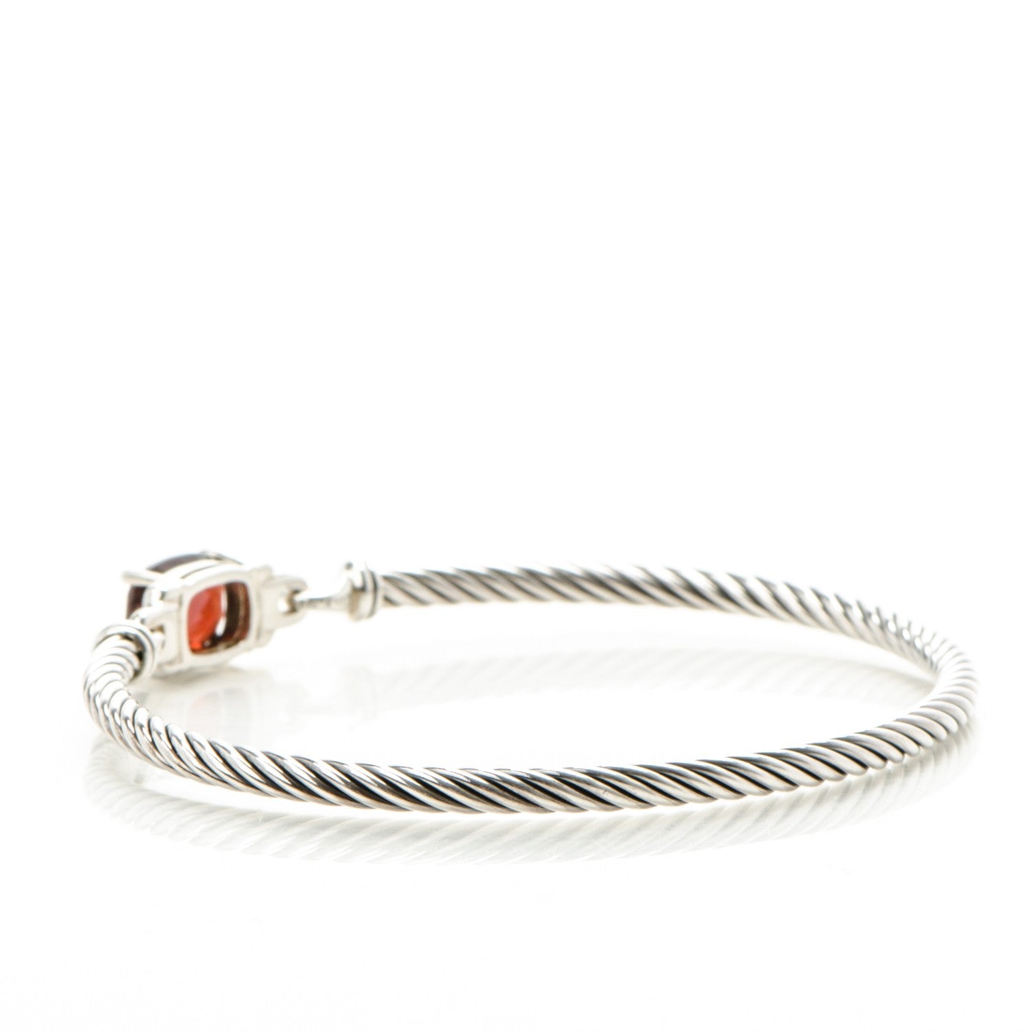 David Yurman Sterling Silver Garnet Diamond 3mm Petite Wheaton Bracelet 3 of 5