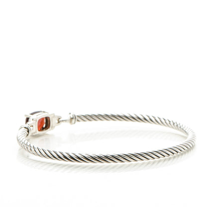 David Yurman Sterling Silver Garnet Diamond 3mm Petite Wheaton Bracelet 3 of 5