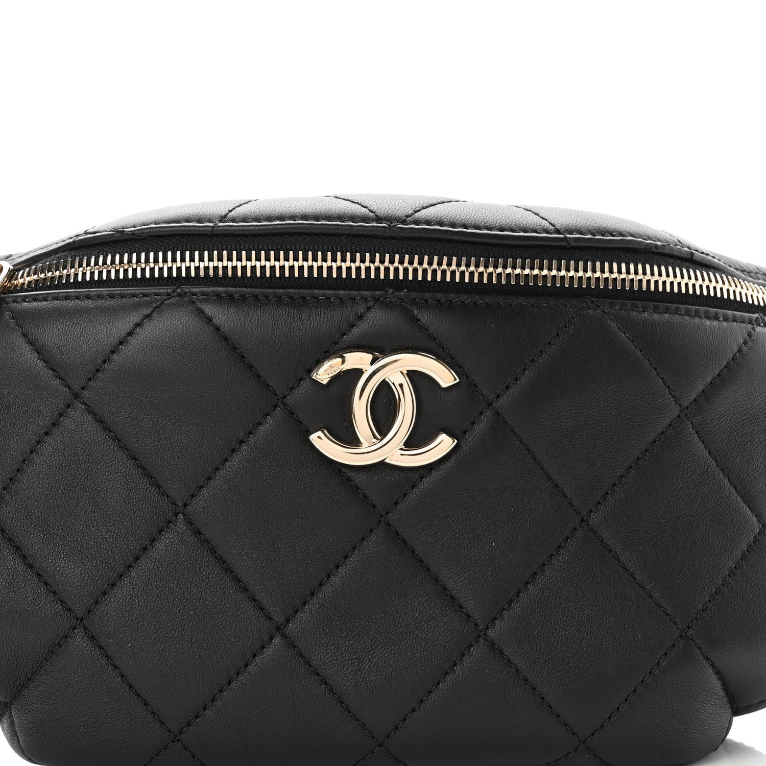 Chanel Lambskin Quilted Resin Bi-Color Waist Bag Fanny Pack Black 8 of 10