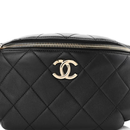 Chanel Lambskin Quilted Resin Bi-Color Waist Bag Fanny Pack Black 8 of 10