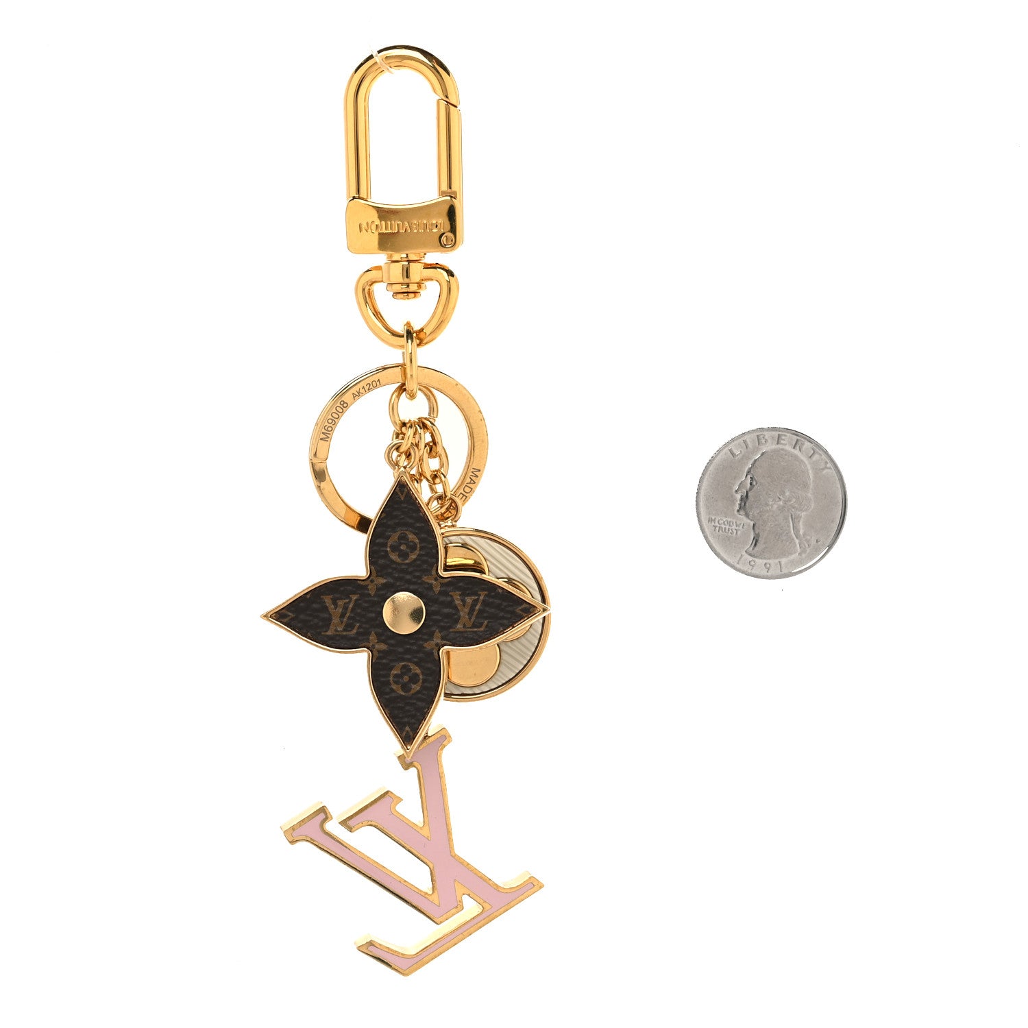 Louis Vuitton Metal Monogram Epi Spring Street Bag Charm Key Holder Gold 2 of 5
