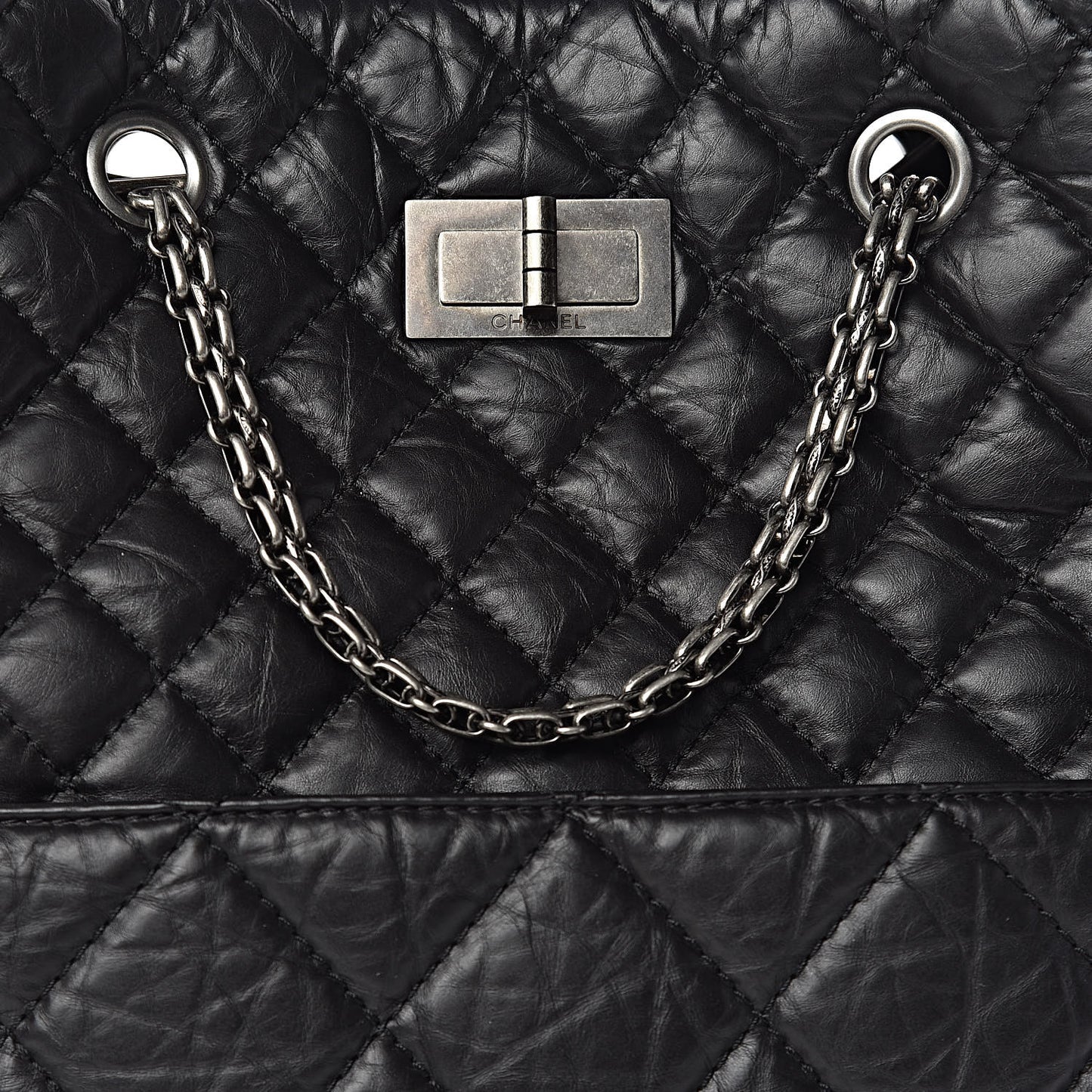 Aged Calfskin Quilted Reissue 2.55 Tote Black
