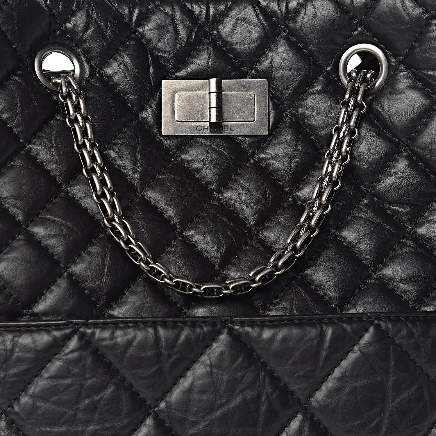 Chanel Aged Calfskin Quilted Reissue 2.55 Tote Black 10 of 10