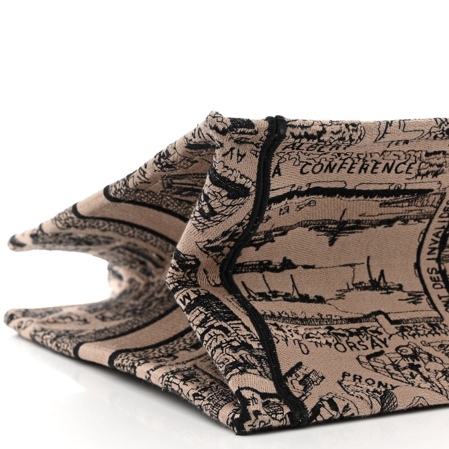 Canvas Embroidered Medium Plan De Paris Book Tote Beige Multi