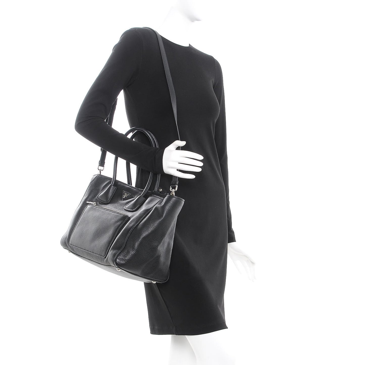 Vitello Phenix Shopping Tote Black