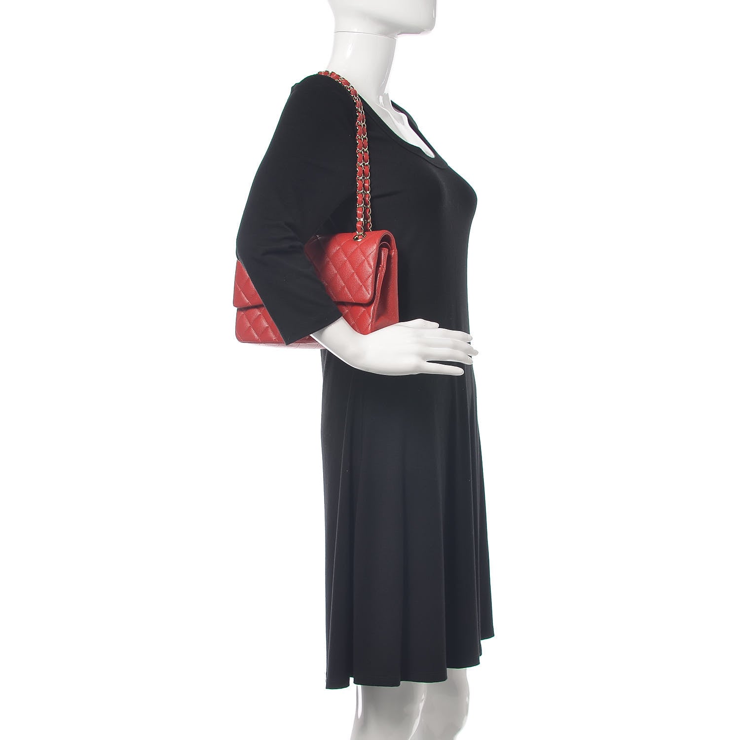 Chanel Caviar Quilted Medium Double Flap Red 2 of 13