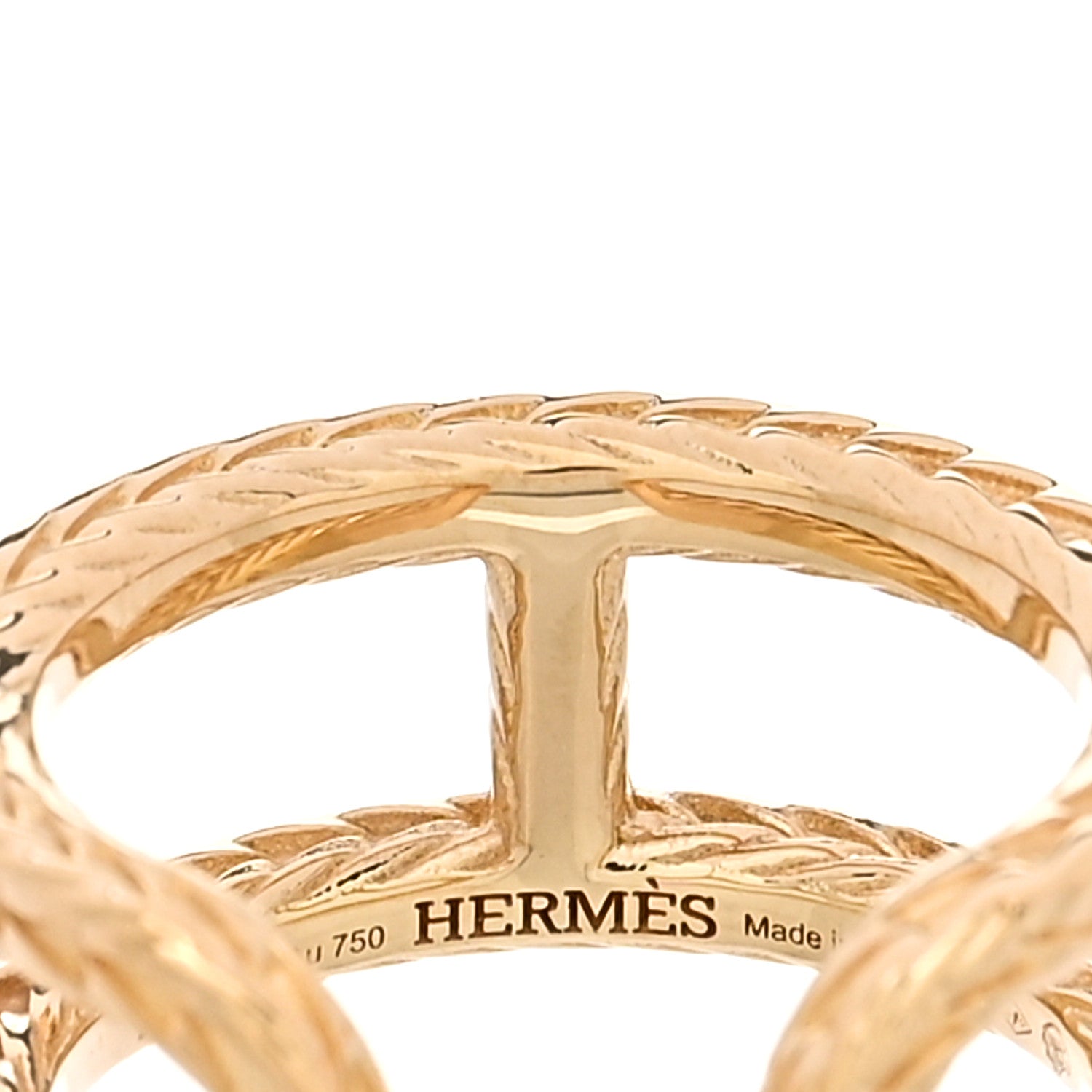 Hermes 18K Yellow Gold PM Chain d'Ancre Danae Ring 53 6.5 4 of 5