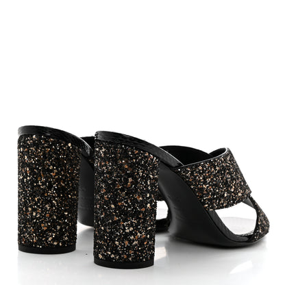 Saint Laurent Glitter LouLou 95 Mule Sandals 39.5 Midnight Black 4 of 10
