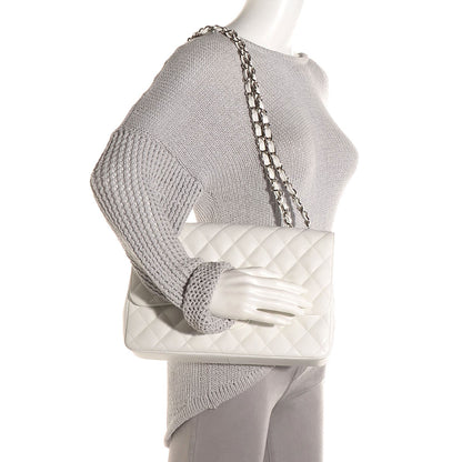 Chanel Caviar Quilted Jumbo Single Flap White 2 of 9