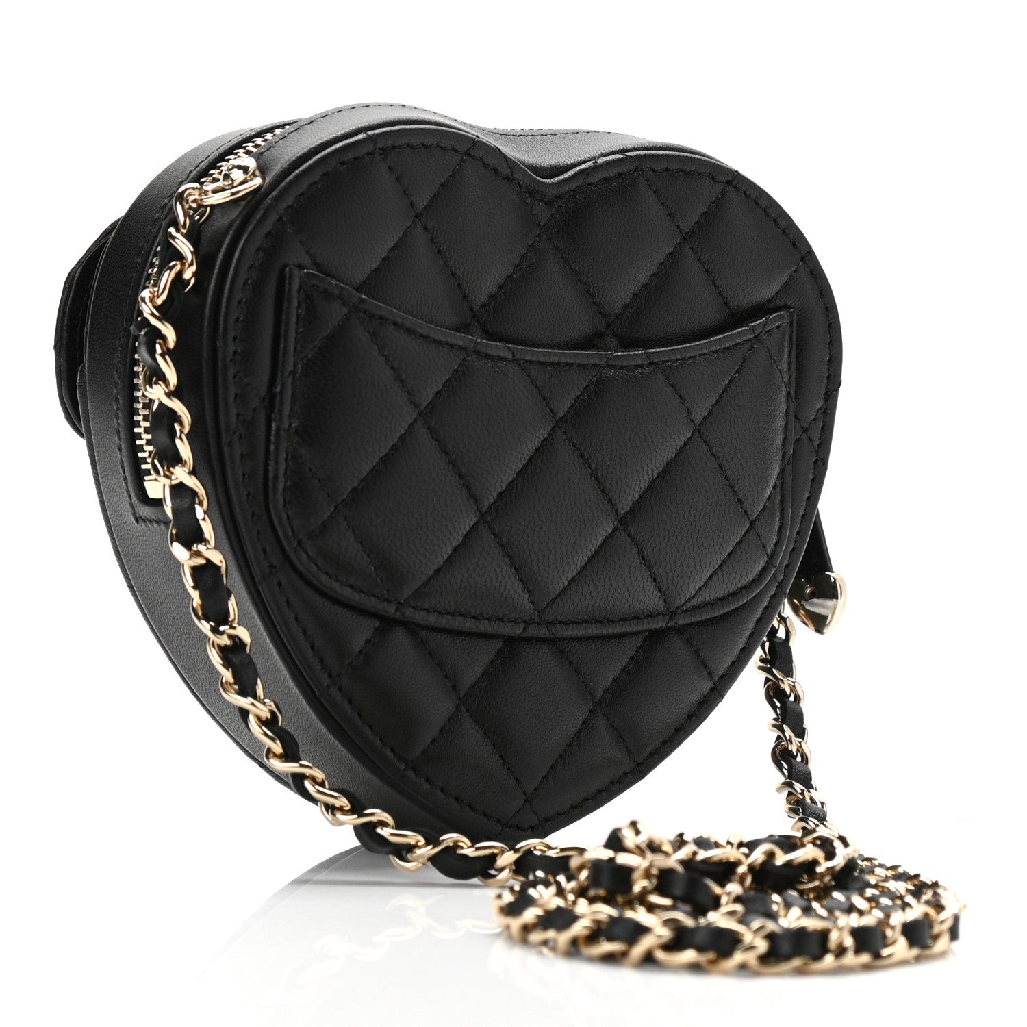 Chanel Lambskin Quilted CC In Love Heart Clutch With Chain Black 3 of 11
