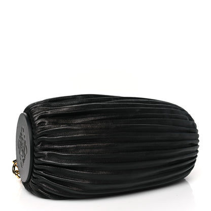 Loewe Lambskin Pleated Bracelet Pouch Shoulder Bag Black 4 of 9